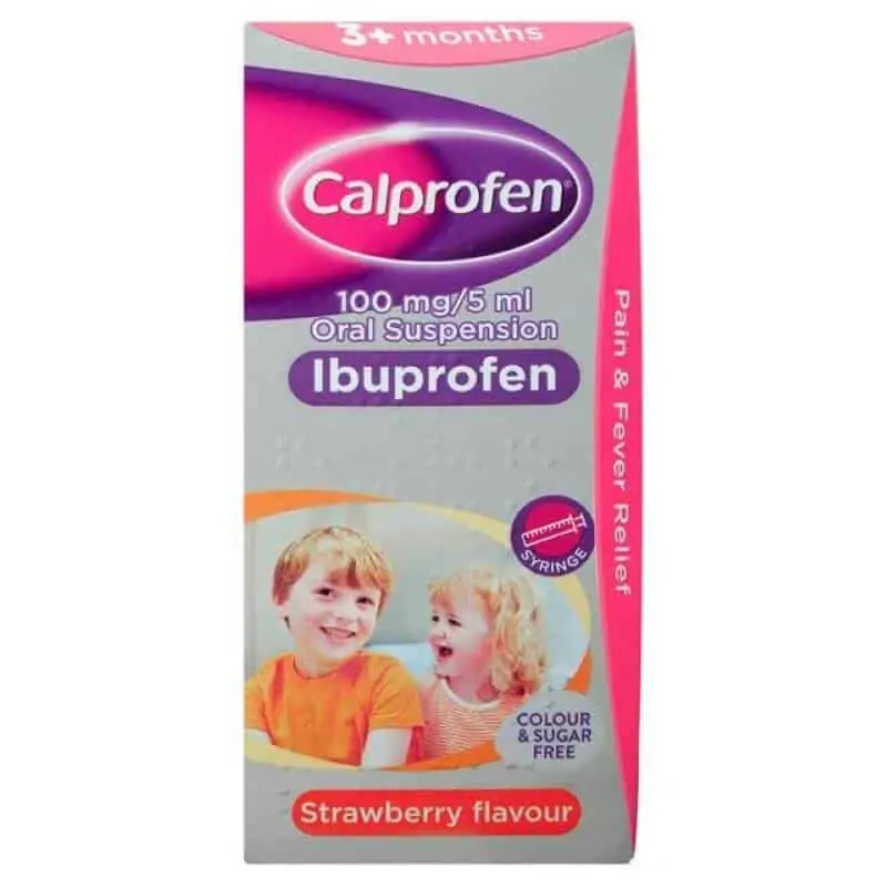 Calprofen Ibuprofen Oral Suspension 3+ months Strawberry Flavour 100ml