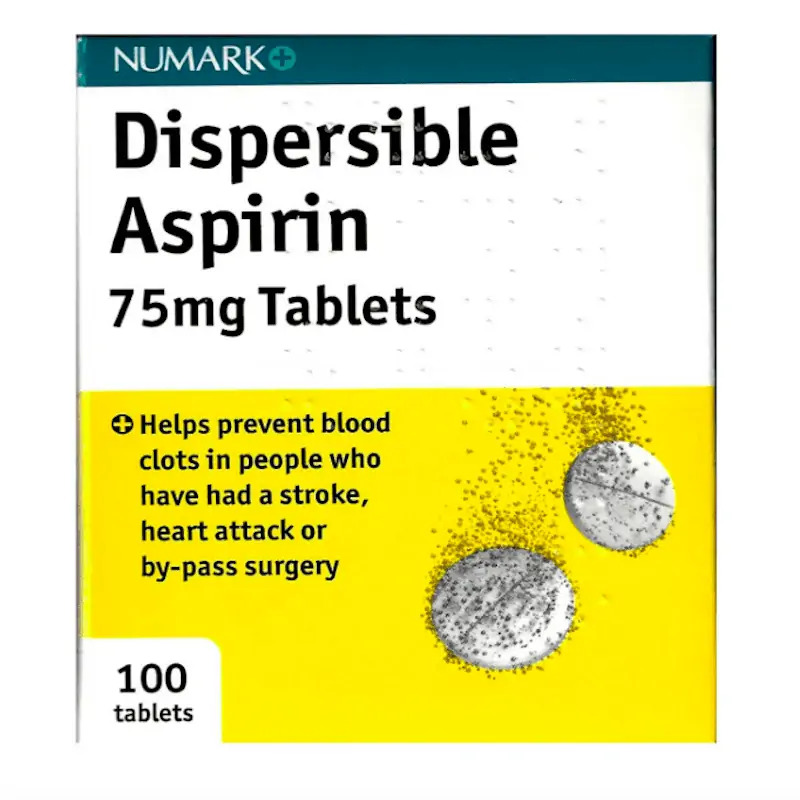 Dispersible Aspirin 75mg Tablets 100 Tablets