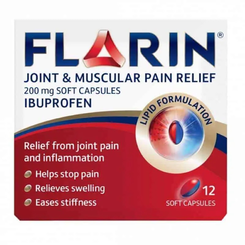 Flarin Joint and Muscular Pain Relief 200mg Soft Capsules – 12 Capsules