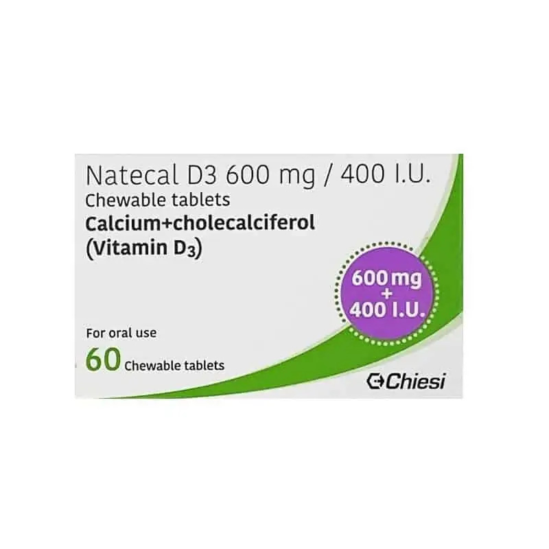 Natecal D3 600mg/400 I.U Chewable 600mg Tablets 60